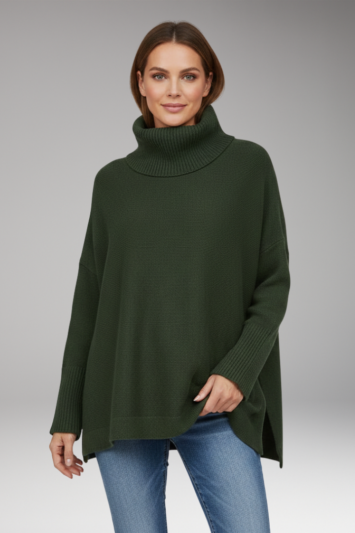 Women's Sweater with Turtleneck and Ribbed Surface