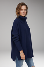 Women's Sweater with Turtleneck and Ribbed Surface