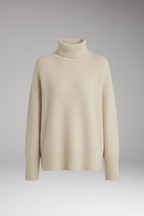 Women's Sweater with Turtleneck and Ribbed Trim