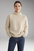 Women's Sweater with Turtleneck and Ribbed Trim