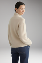 Women's Sweater with Turtleneck and Ribbed Trim