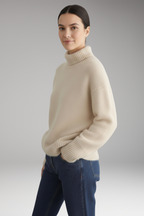 Women's Sweater with Turtleneck and Ribbed Trim