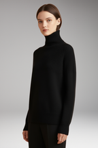 Women's Sweater with Turtleneck and Ribbed Upper