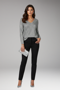 Women's Sweater with V-Neck and Long Sleeves