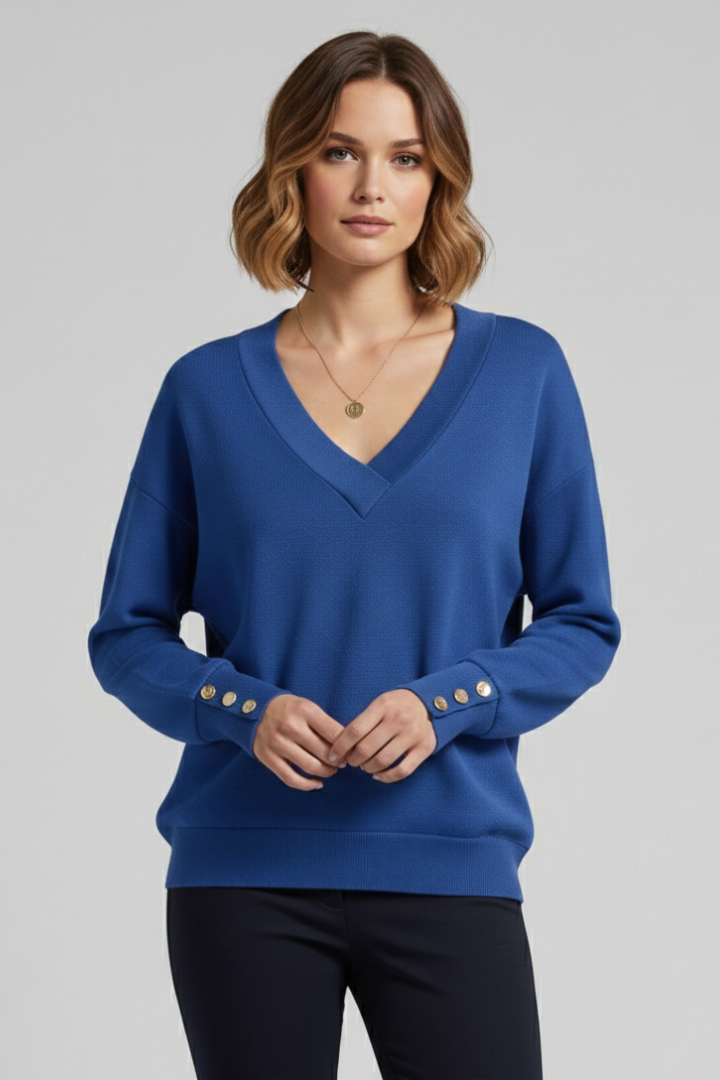 Women's Sweater with V-Neckline and Dropped Shoulders