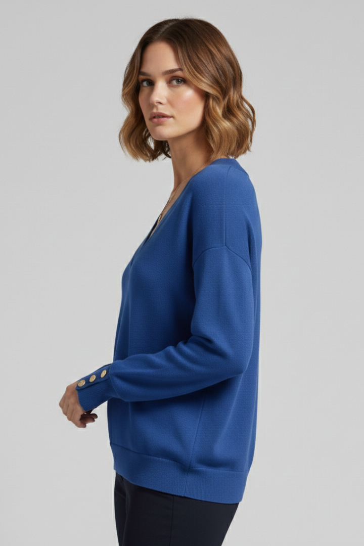 Women's Sweater with V-Neckline and Dropped Shoulders