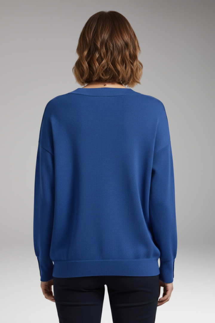 Women's Sweater with V-Neckline and Dropped Shoulders