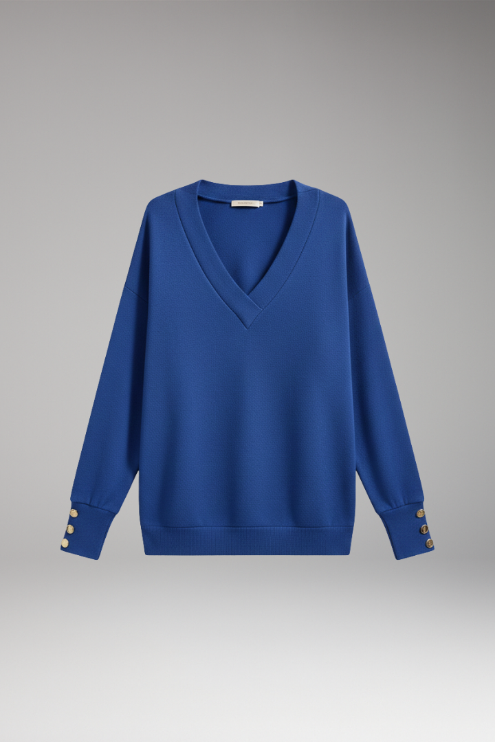 Women's Sweater with V-Neckline and Dropped Shoulders