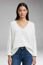 Women's Sweater with V-Neckline and Relaxed Fit