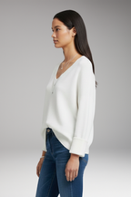 Women's Sweater with V-Neckline and Relaxed Fit