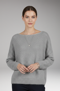 Women's Sweater with Wide Neckline and Textured Surface