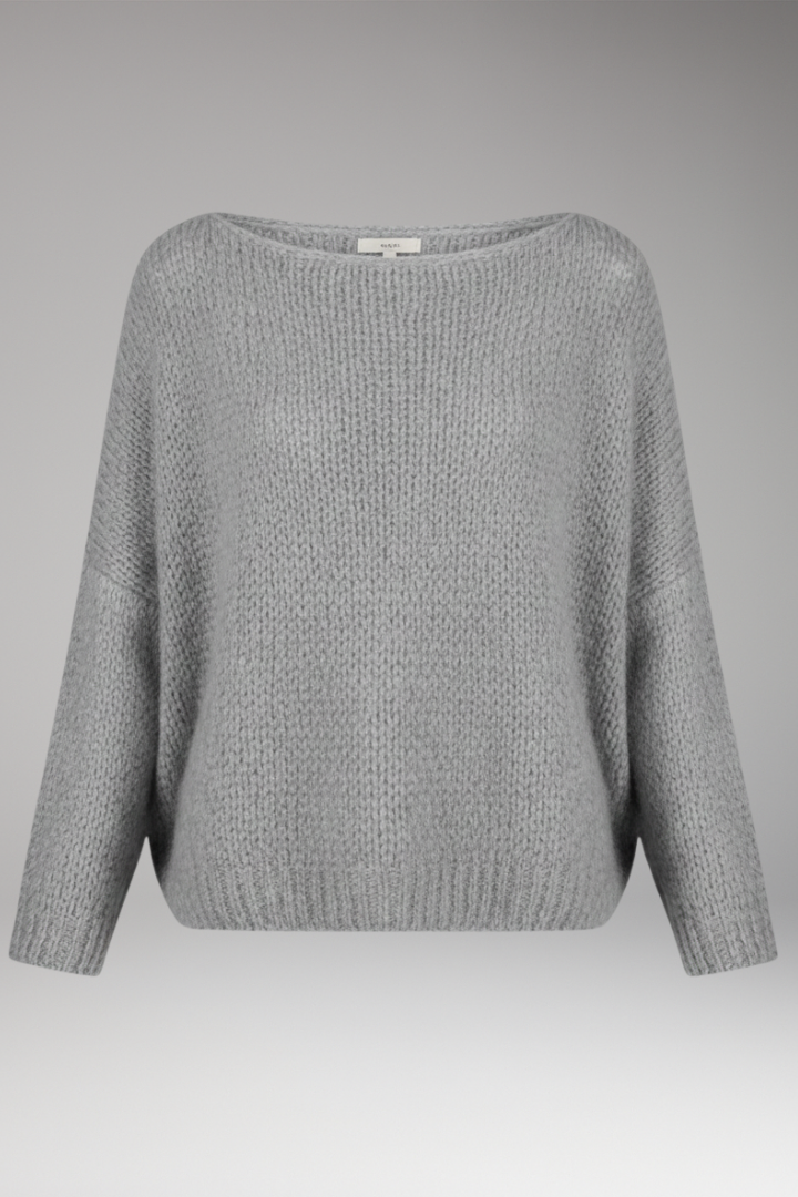 Women's Sweater with Wide Neckline and Textured Surface