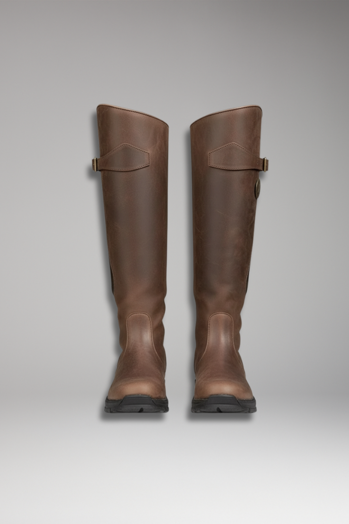 Women's Tall Boots with Buckle Detail and Textured Sole
