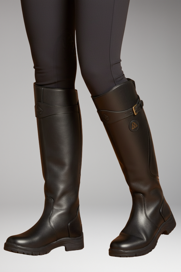 Women's Tall Boots with Buckle Detail and Textured Sole