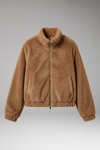 Women's Teddy Bomber Jacket with Front Zipper