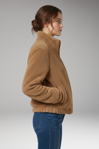 Women's Teddy Bomber Jacket with Front Zipper