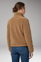 Women's Teddy Bomber Jacket with Front Zipper