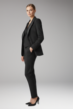 Women's Three Piece Suit Set with Notched Jacket and Straight Trousers