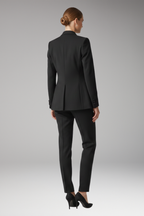 Women's Three Piece Suit Set with Notched Jacket and Straight Trousers