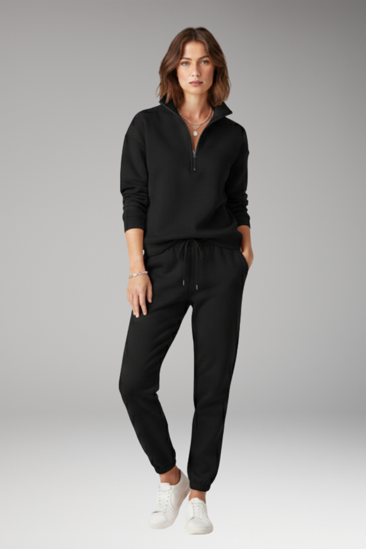 Women's Tracksuit Set with Half-Zip Sweatshirt and Joggers