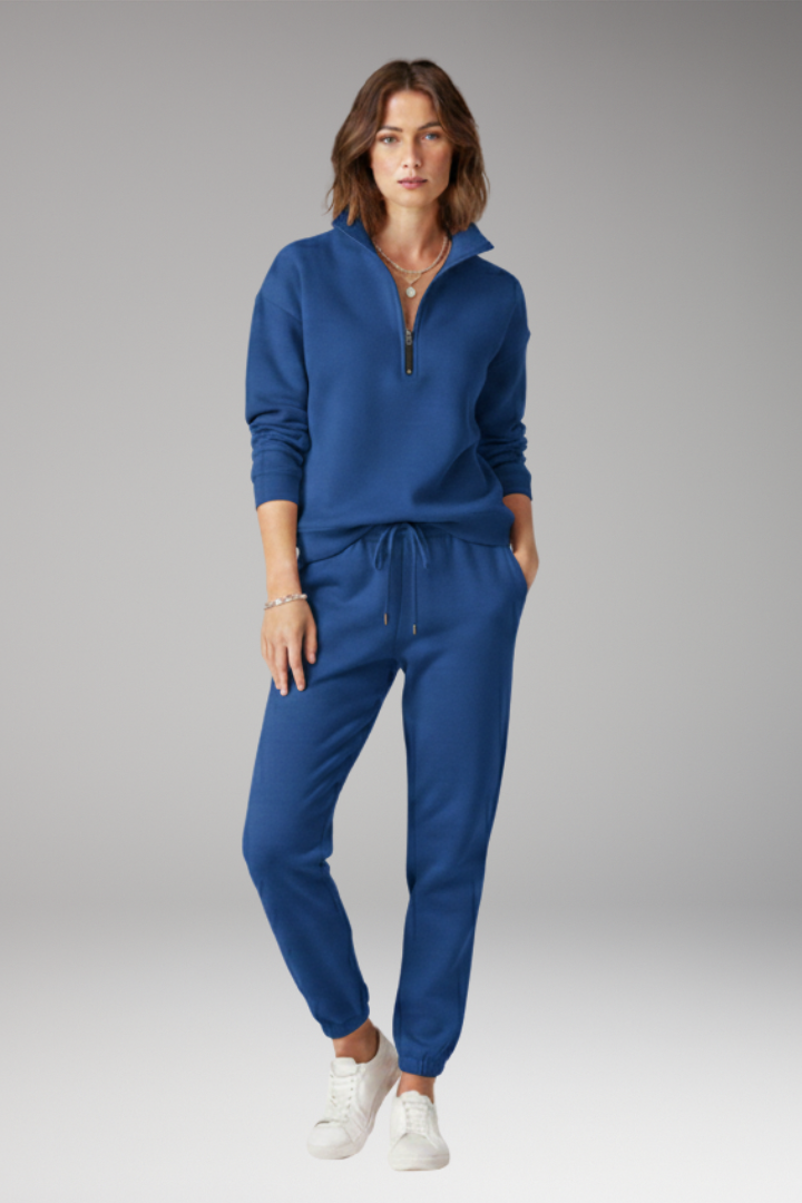 Women's Tracksuit Set with Half-Zip Sweatshirt and Joggers
