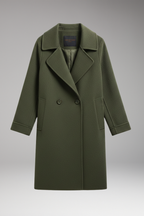 Women's Trench Coat with Notched Collar and Double Closure