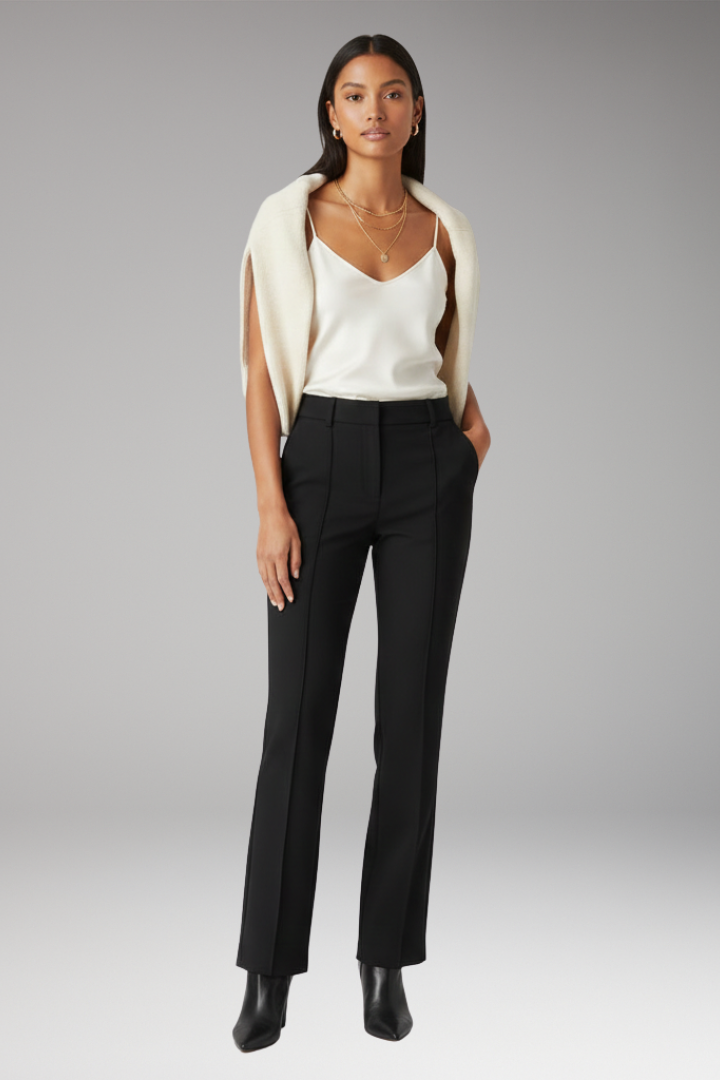 Women's Trousers with High Waist and Straight Legs