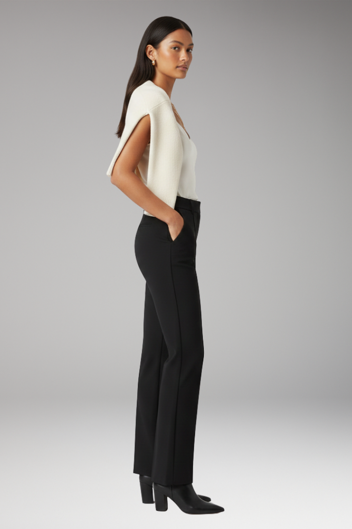 Women's Trousers with High Waist and Straight Legs