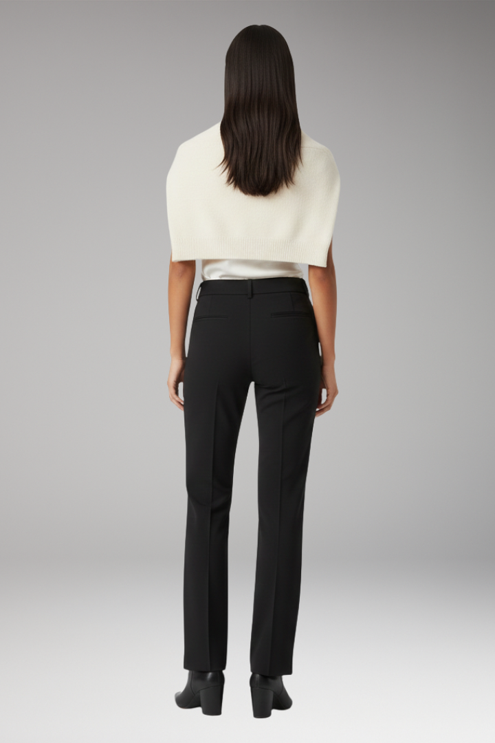 Women's Trousers with High Waist and Straight Legs
