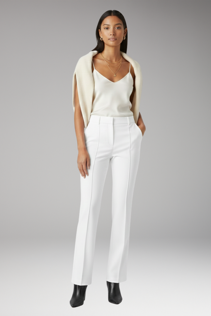 Women's Trousers with High Waist and Straight Legs