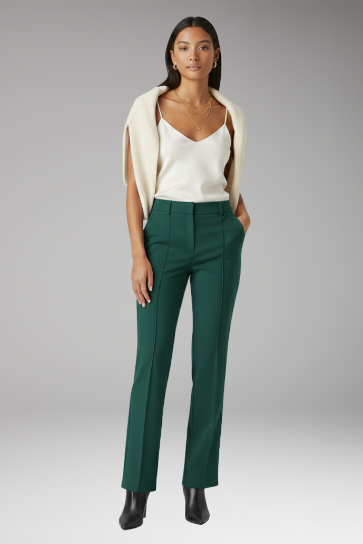 Women's Trousers with High Waist and Straight Legs