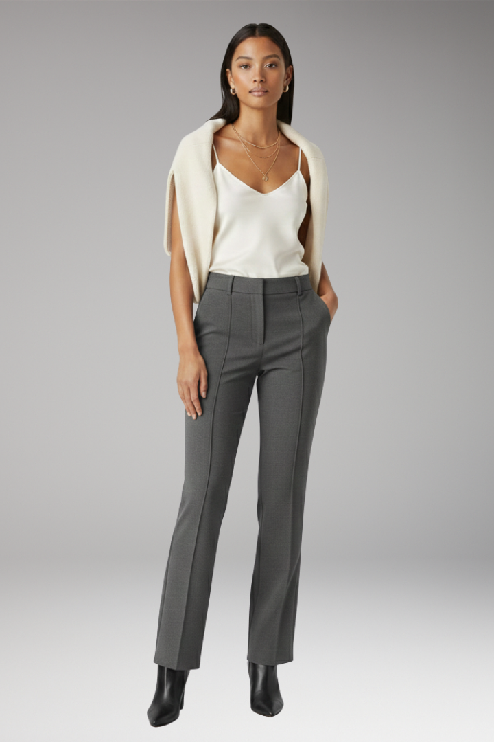 Women's Trousers with High Waist and Straight Legs