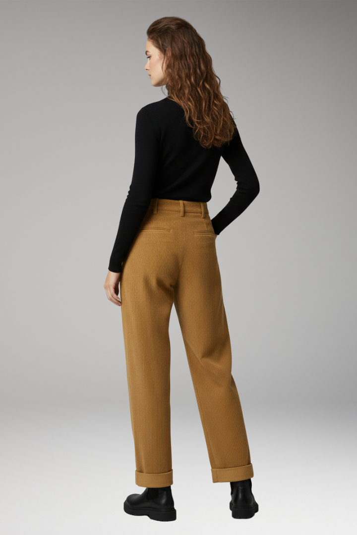 Women's Trousers with High Waist and Straight Wide Legs