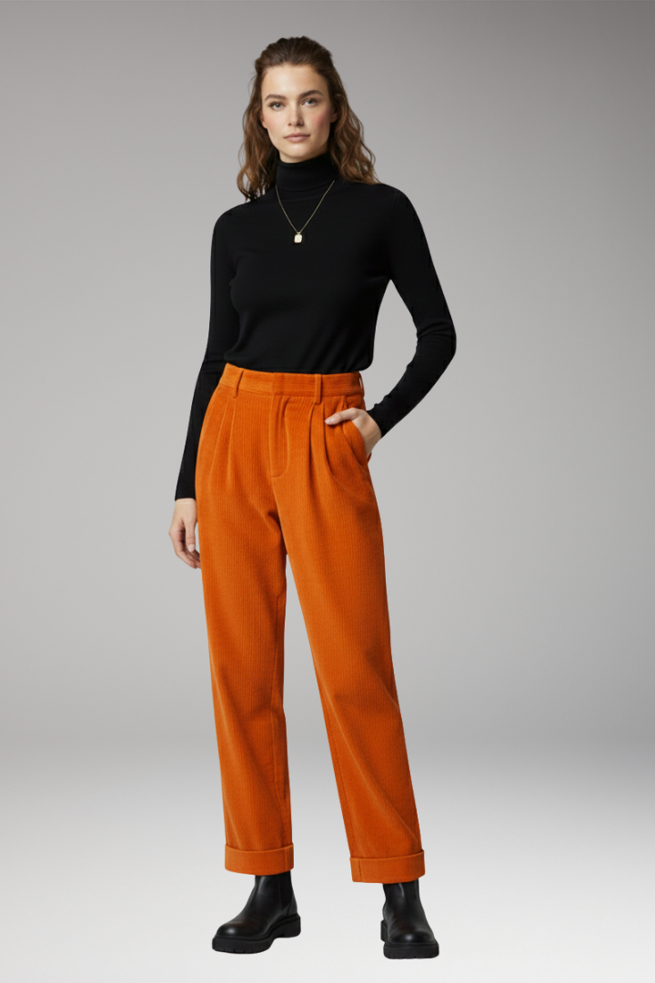 Women's Trousers with High Waist and Straight Wide Legs
