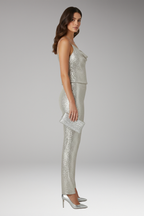 Women's Trousers with Slim Legs and Textured Surface