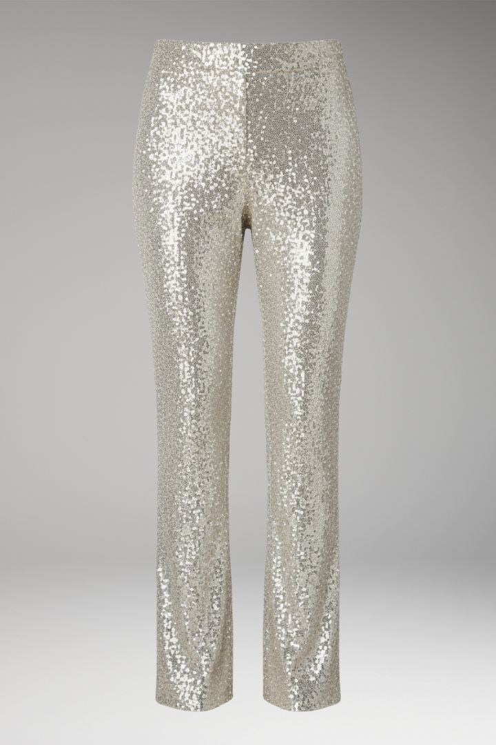 Women's Trousers with Slim Legs and Textured Surface