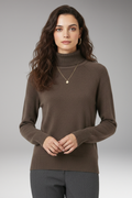 Women's Turtleneck Sweater with Long Sleeves and Ribbed Cuffs