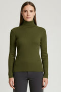 Women's Turtleneck Sweater with Long Sleeves and Ribbed Surface