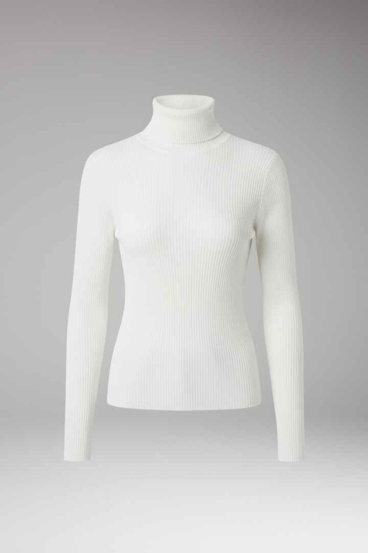 Women's Turtleneck Sweater with Ribbed Texture