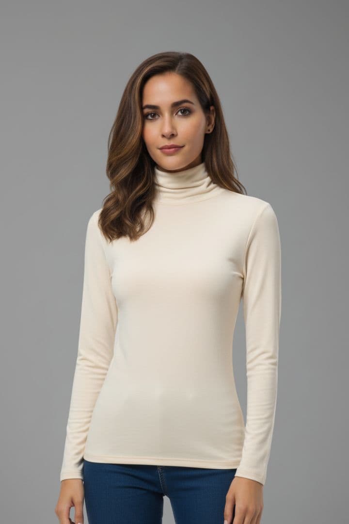 Women's Turtleneck Top with Long Sleeves and Slim Fit