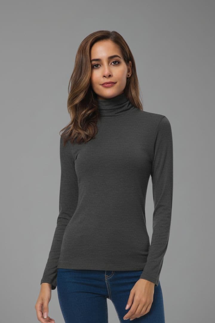 Women's Turtleneck Top with Long Sleeves and Slim Fit