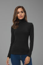 Women's Turtleneck Top with Long Sleeves and Slim Fit