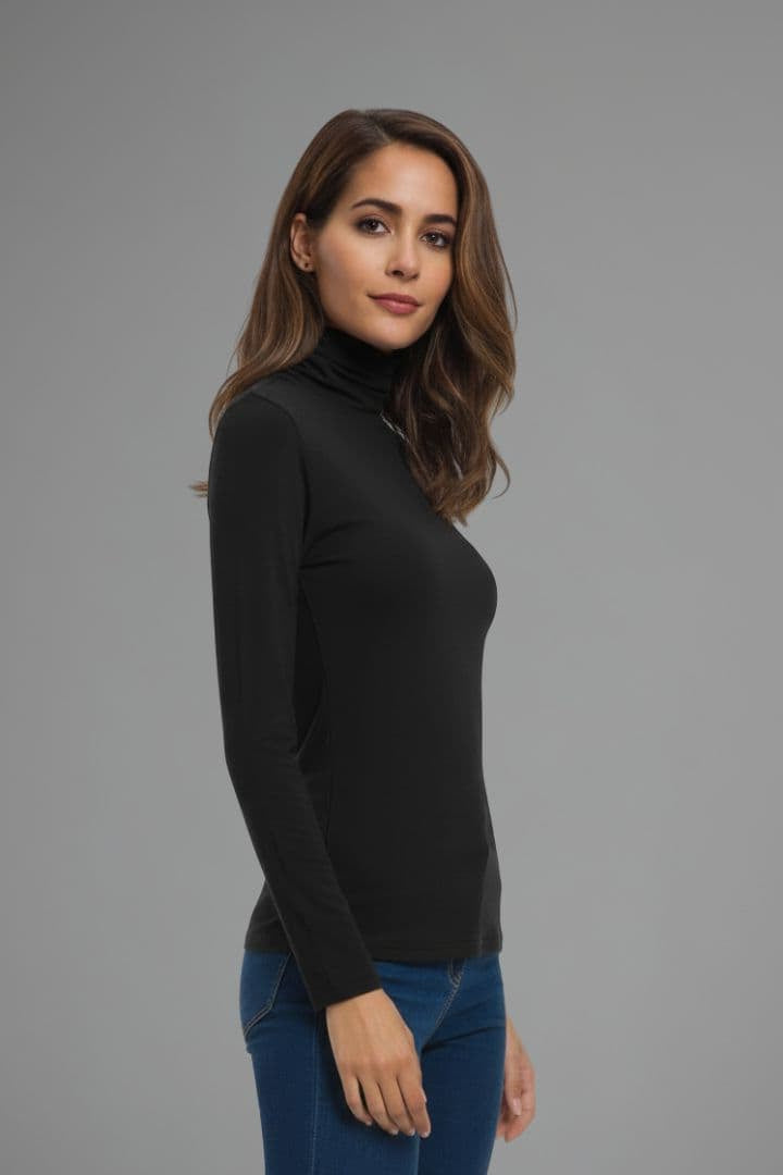 Women's Turtleneck Top with Long Sleeves and Slim Fit