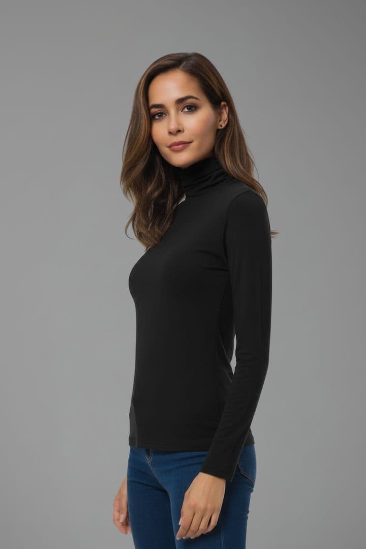 Women's Turtleneck Top with Long Sleeves and Slim Fit