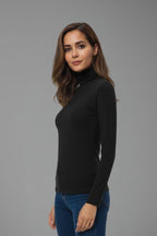Women's Turtleneck Top with Long Sleeves and Slim Fit