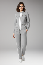 Women's Two-Piece Lounge Set with Zip Top and Contrast Trim