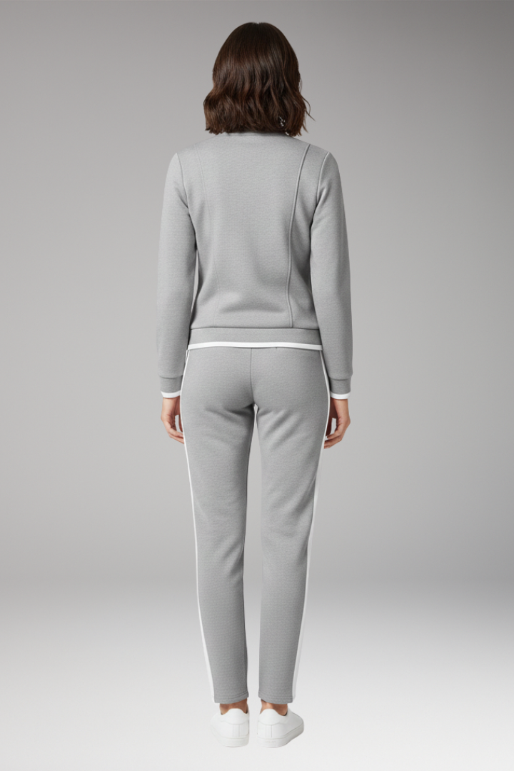 Women's Two-Piece Lounge Set with Zip Top and Contrast Trim