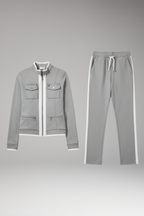 Women's Two-Piece Lounge Set with Zip Top and Contrast Trim