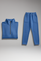 Women's Two-Piece Set with Half-Zip Top and Straight-Leg Trousers