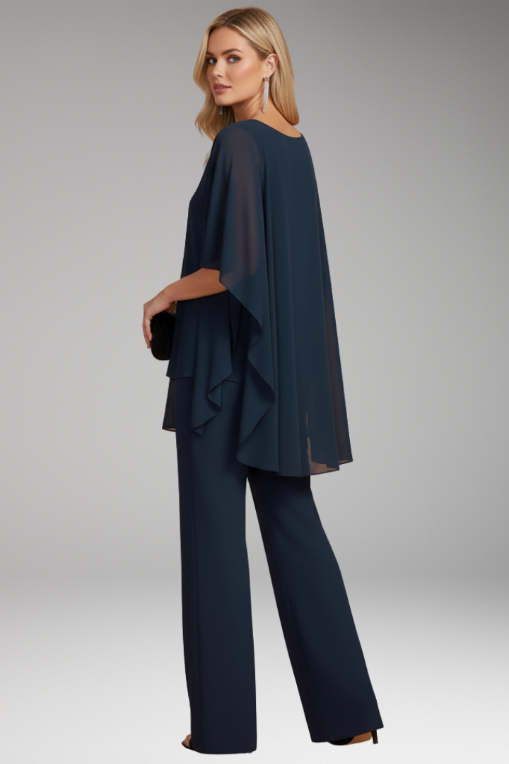 Women's Two-Piece Set with Layered Top and Wide-Leg Pants